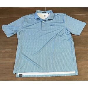 TURTLESON Golf Polo Shirt  Men's Size 2XL Geometric Teal Short Sleeve Bay Creek